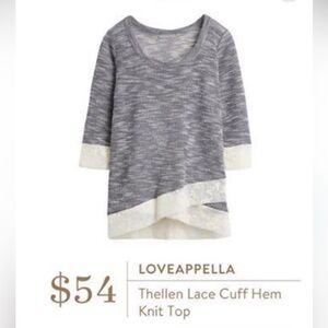 Lovepella Lace Cuff Hem Knit Blouse Top Small
